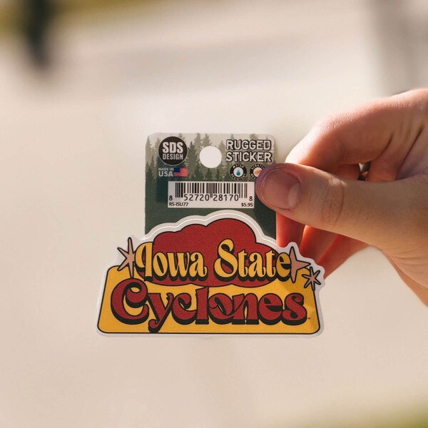 ISU Cyclones Cloud Cardinal and Gold Rugged Sticker 3-5-inch